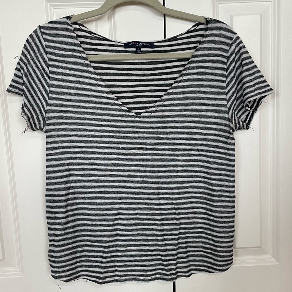 Brandy Melville striped V-neck T-shirt